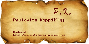Paulovits Koppány névjegykártya